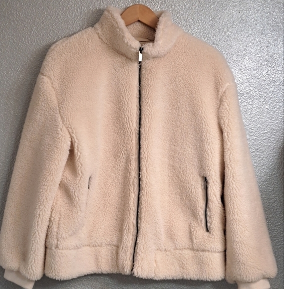 Vintage Furry Cream Zip Up Faux Fur Jacket     Size XL - Picture 1 of 8